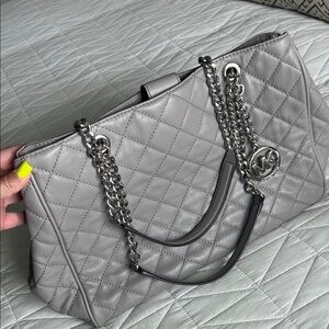Michael Kors Quilted Silver Shoulder Bag